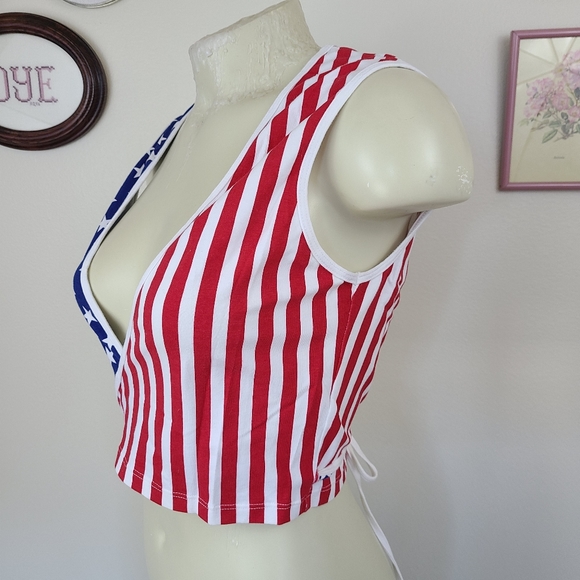 American Apparel USA Flag Crop Top | S - Picture 3 of 5